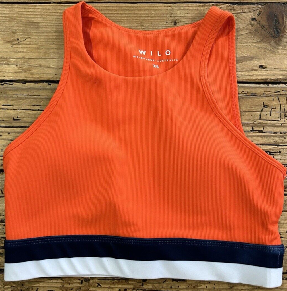 Wilo The Label Sports Bra Orange/Navy Sz XS NWT